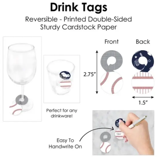 Big Dot of Happiness Batter Up - Baseball - Baby Shower or Birthday Party Paper Charger & Table Decorations Chargerific Kit for 8 image {4}