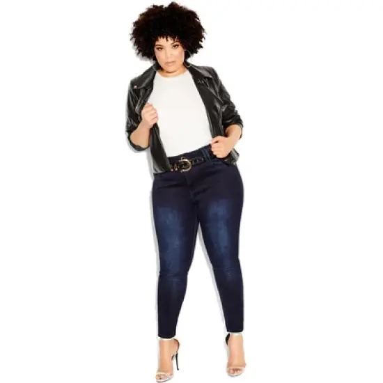 Women's Plus Size Asha Regular Skinny Jean - dark denim | CITY CHIC image {8}