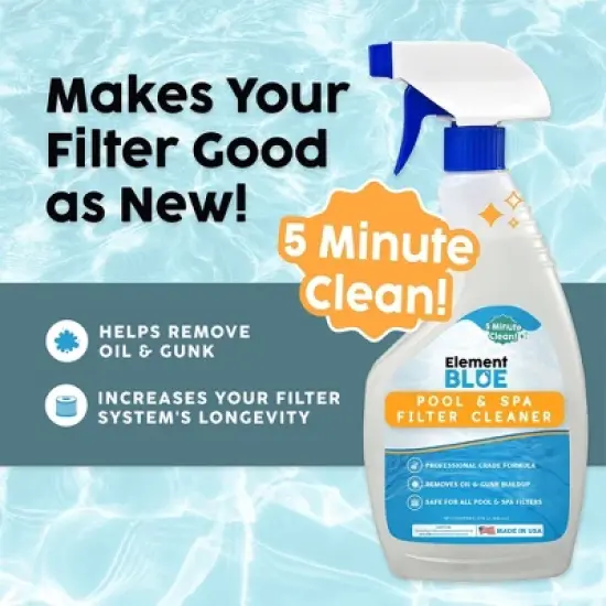 Element Blue Filter Cleaner Spray - Great for Pools and Spas - Eliminates Sunscreen, Oils, Lotion, and Organic Matter (32 oz) image {2}