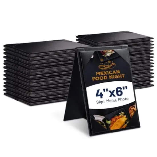 Yescom WeChef 30 Pack 4"x6" Double-Sided Menu A-Frame Holder Table Tent Restaurant Cafe Black image {6}