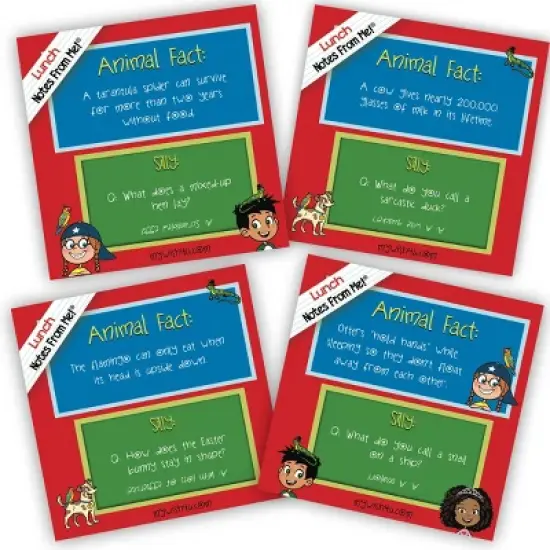MyWish4U Back to School 2pk Kids' Lunch Box Notes, Animal Facts and Sillies with Halloween Facts and Funnies - 151 notes image {2}