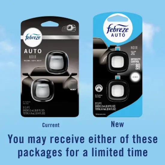 Febreze 2ct Car Auto Noirs: Phthalate-Free Car Freshener, Adjustable Scent, Vent Clips, Disposable, Oil-Based image {7}