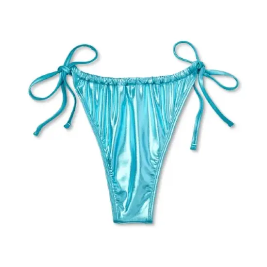 Women's Foil Strappy Extra High Leg Super Cheeky Bikini Bottom - Wild Fable&trade; Teal Blue image {8}