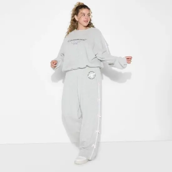 Women's Cinnamonroll Fleece Graphic Pants - Light Gray image {5}