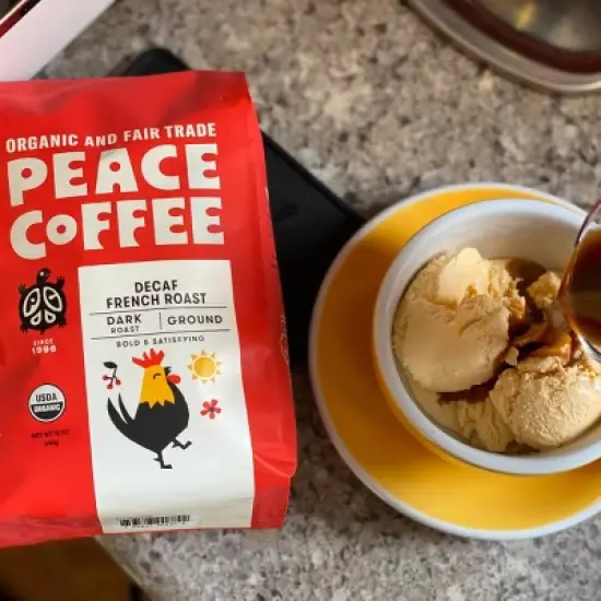 Peace Coffee Organic Fair Trade French Roast Ground Coffee - Decaf - 12oz image {5}