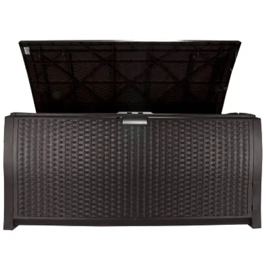 Suncast DBW9200 99 Gallon Outdoor Resin Patio Storage Chest with Handles, Mocha image {1}
