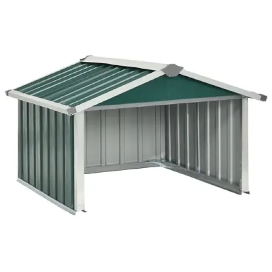 vidaXL Garden Shed Green Galvanized steel Durable Garden Shed image {9}