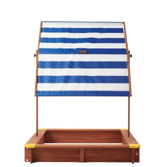 KTMBDW Wooden Sandbox with Lid, Kids Sandbox with Canopy Outdoor, Sandboxes with Covers Foldable Bench Seats for Backyard, Gift for Ages 2-8 image {5}