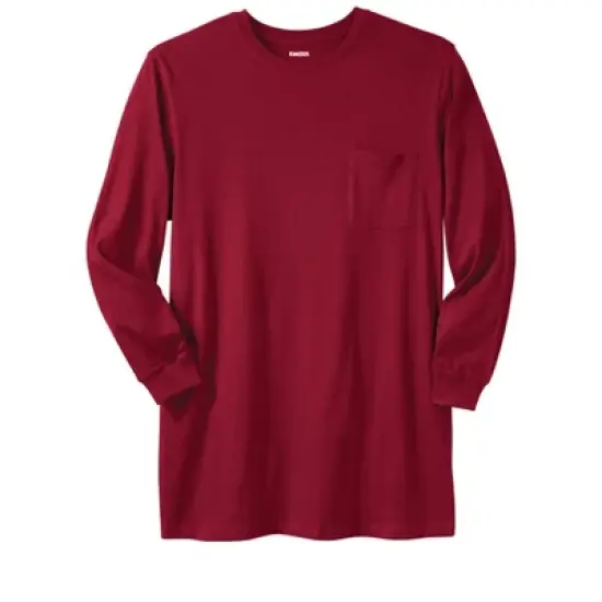 KingSize Men's Big & Tall Shrink-Less&trade; Lightweight Longer-Length Long-Sleeve Crewneck Pocket Tee image {12}