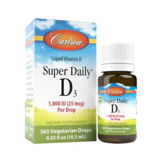 Carlson - Super Daily D3 1000 IU (25 mcg) per Drop, Vitamin D Drops, Vegetarian, Unflavored image {5}