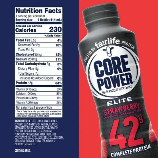 Core Power Elite Strawberry 42G Protein Shake - 14 fl oz Bottle image {5}