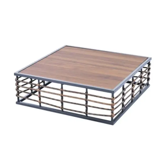 7pc Metal Patio Sectional Sofa Set, Outdoor Rattan Conversational Furniture Set with Cushions and Coffee Table 4A -ModernLuxe image {11}