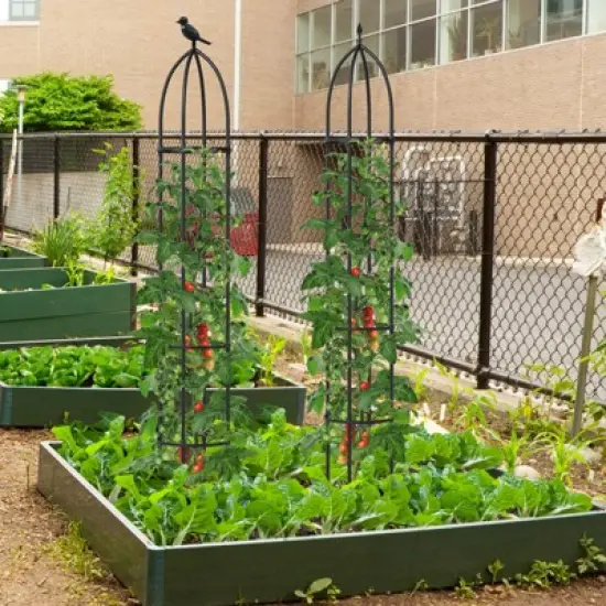 Tangkula 2PCS Garden Obelisk Trellis for Climbing Plants 78&rdquo; Rustproof PE-Coated Metal Flower Trellis w/ Adjustable Height image {1}