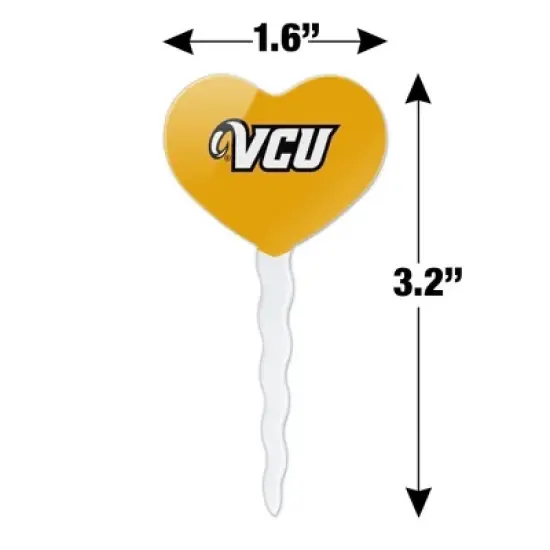 NCAA Virginia Commonwealth University Rams Logo Heart Love Cupcake Picks Toppers Decoration Set of 6 image {5}