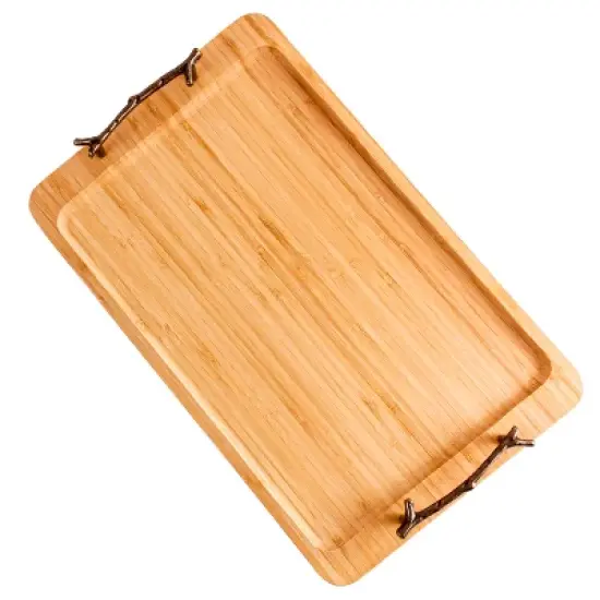 BergHOFF Bamboo Tray with wrought Iron Handles, 15.5" image {1}