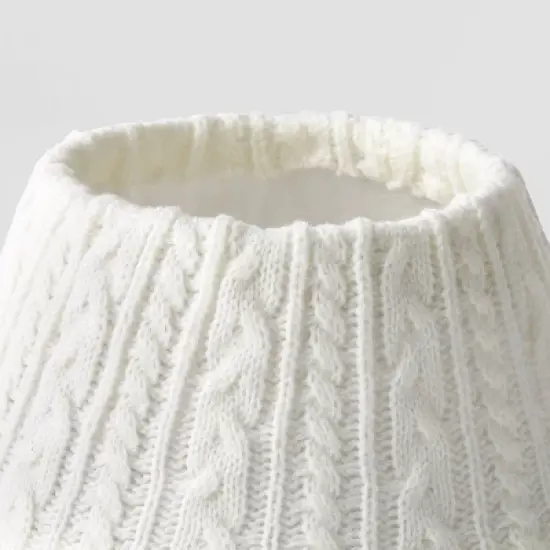 7" Cable Knit Mini Christmas Tree Collar White - Wondershop&trade;: Solid Pattern, Plastic & Fabric image {2}