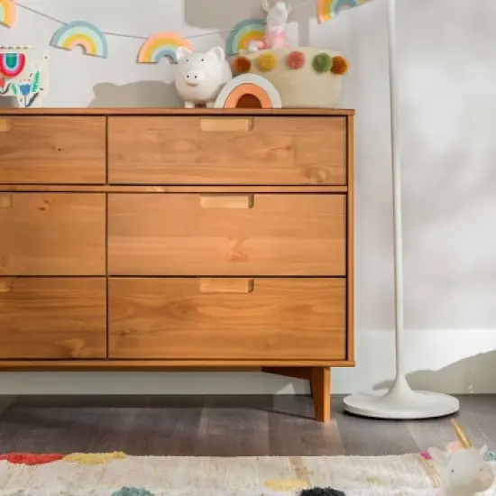 Mid-Century Modern Groove Wood 6 Drawer Dresser - Saracina Home image {15}