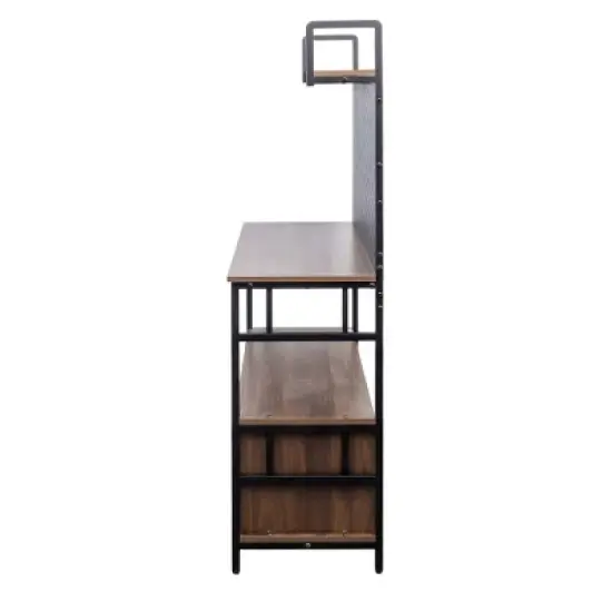 LIVAREEmlen Kitchen Bakers Rack with Door, Microwave Oven Stand, Utility Storage Shelf, Durable Kitchen Organizer for Small Spaces image {9}