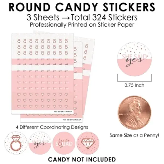 Big Dot of Happiness Bride Squad - Rose Gold Bridal Shower or Bachelorette Party Small Round Candy Stickers - Party Favor Labels - 324 Count image {2}