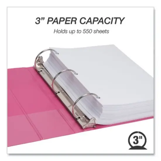 Samsill Earth's Choice Plant-Based Economy Round Ring View Binders, 3 Rings, 3" Capacity, 11 x 8.5, Pink, 2/Pack image {1}