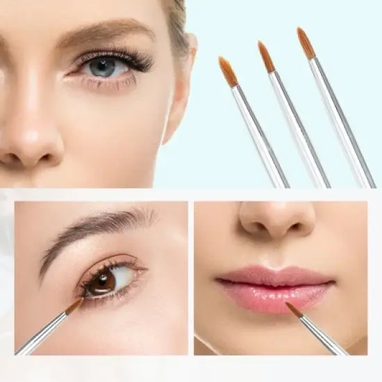 Unique Bargains Eyeliner Lip Makeup Brushes and Sets Black 3 Pcs image {2}