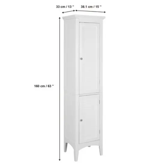 Teamson Home Glancy Wooden Tall Tower Cabinet with Storage, White image {4}