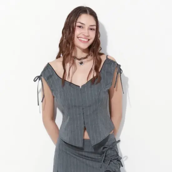 Women's Button-Down Shirt - Wild Fable&trade; Gray Striped image {3}