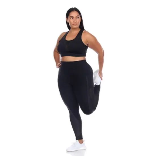 Plus Size Racer Back Sports Bra - White Mark image {3}