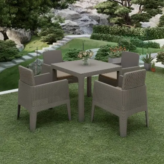 Lucca 5pc Dining Set with Cushions - Gray/Beige - DUKAP image {5}