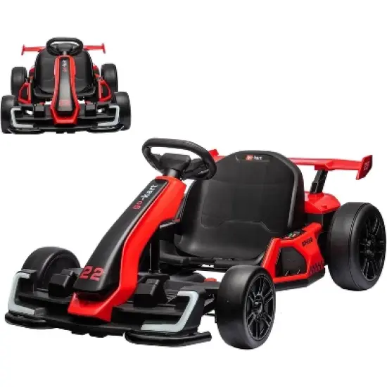 24V Electric Go Kart for Kids, with 2 * 150W Motors, Adjustable Seat, 8mph Speed, Led Lights, for Children Ages 6-15 image {9}