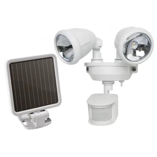 Maxsa Innovations Solar Powered Dual Head LED Security Spotlight Off White: Weather-Resistant Outdoor Lamp with 4 LEDs image {2}