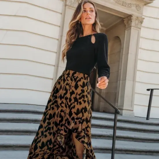 Women's Leopard Print Ruffled High Waist High Low Skirt - Cupshe image {5}