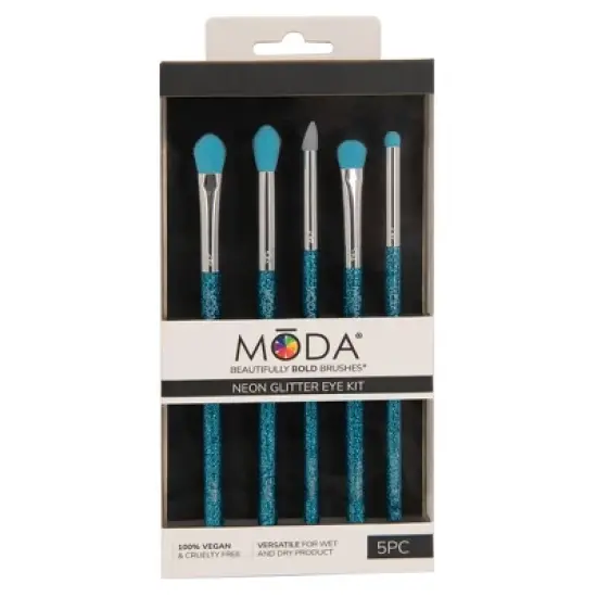 MODA Brush Neon Blue Glitter Eye Makeup Brush Kit - 5pc image {4}