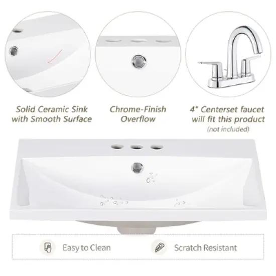 24" Modern Stylish Bathroom Vanity with Porcelain Sink and Open Shelves - ModernLuxe image {8}