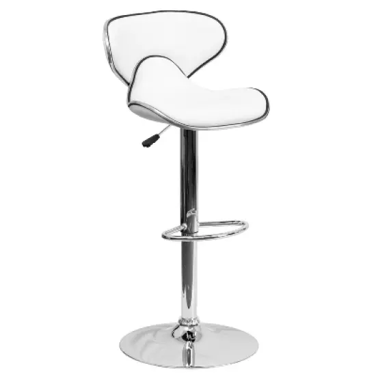 Flash Furniture Contemporary Cozy Mid-Back Vinyl Adjustable Height Barstool with Chrome Base image {16}