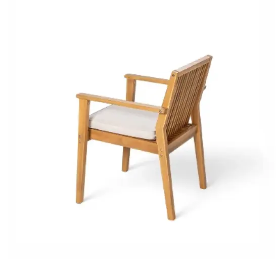 Christopher Knight Home Fiora Farmhouse 5 Piece Patio Acacia Wood Dining Set with Cushions image {7}