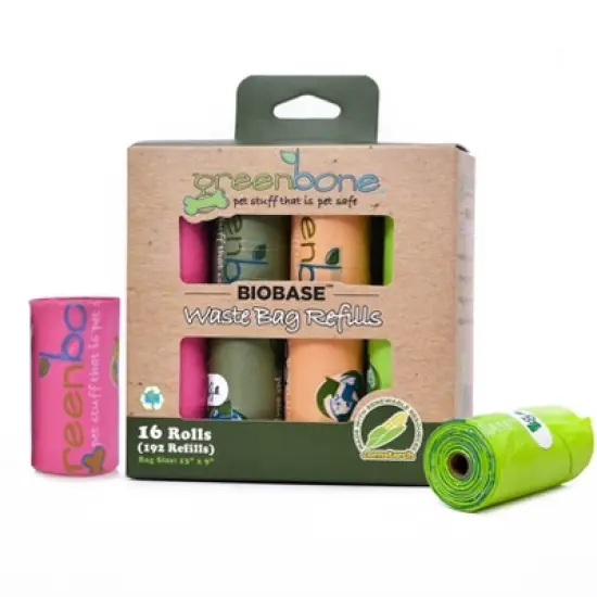Greenbone Pet Safe Biobase Waste Bag Refills - Choice of 10 Rolls (120 Refills) or 16 Rolls (192 Refills) - 13" x 9" - Odor and Leak Proof image {8}