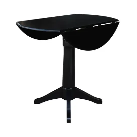 Sandon Round Dual Drop Leaf Pedestal Table Black - International Concepts image {5}