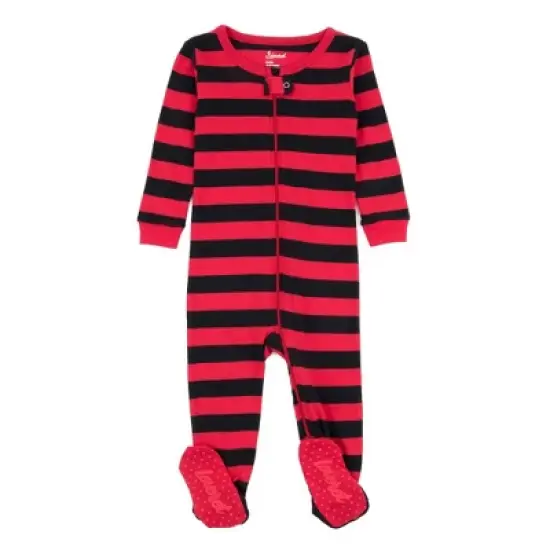Leveret Kids Footed Boys Striped Cotton Pajamas image {7}