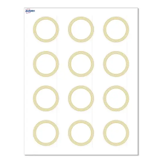 Avery Labels, 2" Diameter, Matte White, Multi-Lined Gold Border, 120ct image {8}