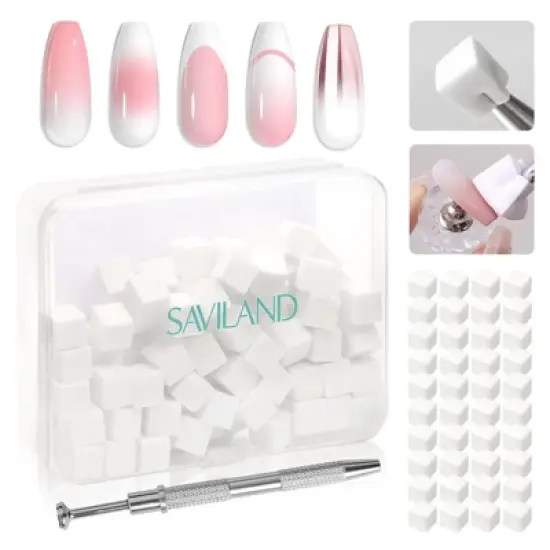 Saviland Professional 100PCS Ombre Sponge Kit - Gradient Nail Tool with Pen for Aura Effect.(Salon & Home Use) image {7}