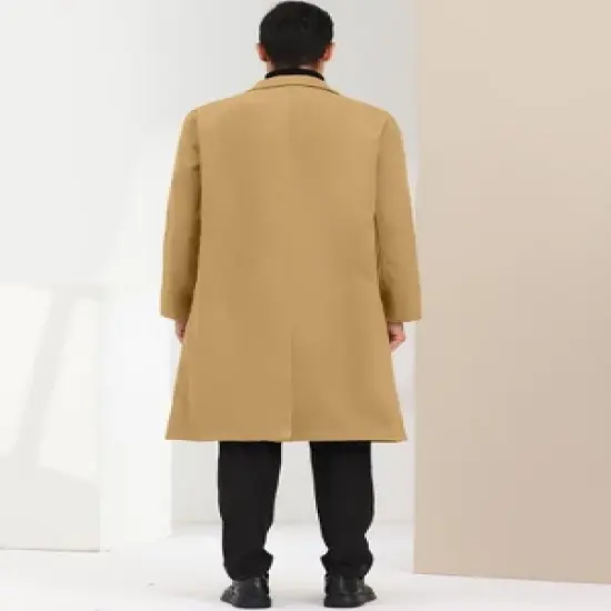 Lars Amadeus Men's Winter Single Breasted Notched Lapel Long Overcoat image {4}