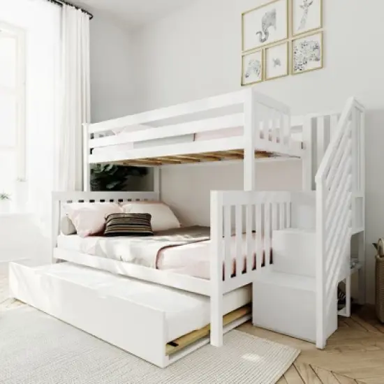 Max & Lily Twin over Full Staircase Bunk Bed with Trundle image {1}