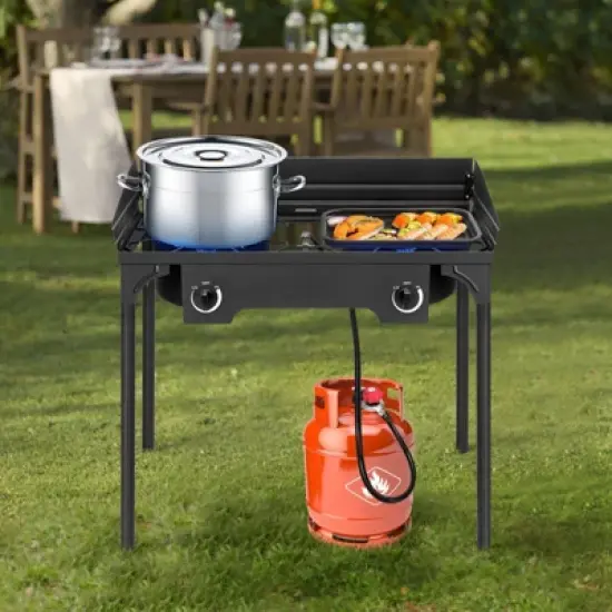Winado 2 Burner High Pressure Propane Outdoor Stove with Windscreen image {7}