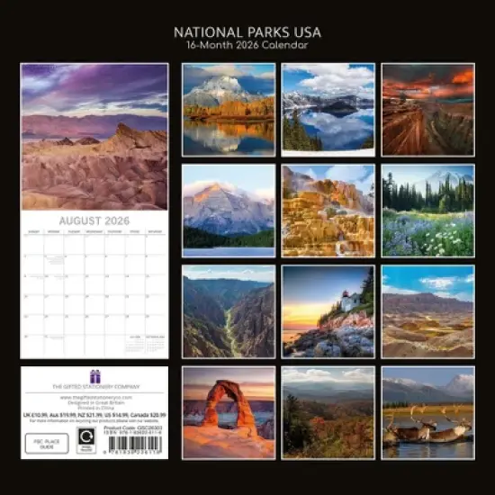 2026 Square Wall Calendar, National Parks USA, 16-Month Passport Collection Theme with 180 Reminder Stickers (12x12 In) image {3}