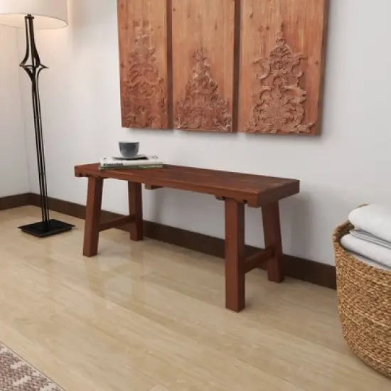 Mahogany Wood Bench Brown - Olivia & May image {12}