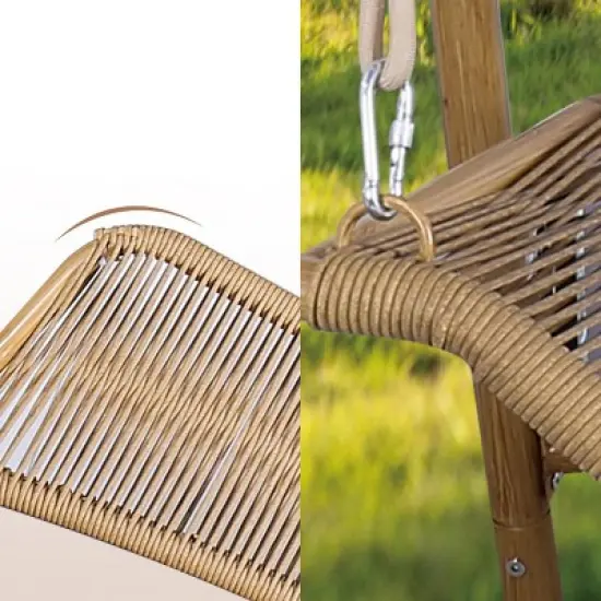 Outdoor Double Upholstered Hammock Swing Chair,Rattan Hammock Chair with Stand And Metal Frame For Patio Balcony,Bedroom-Coolbibila image {6}