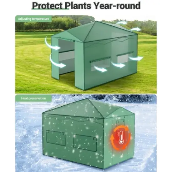 Portable Greenhouse, Instant Pop-Up Plant Gardening Green House Canopy, Outdoor Grow Tent with Zippered Doors, Roll-Up Side Windows image {4}