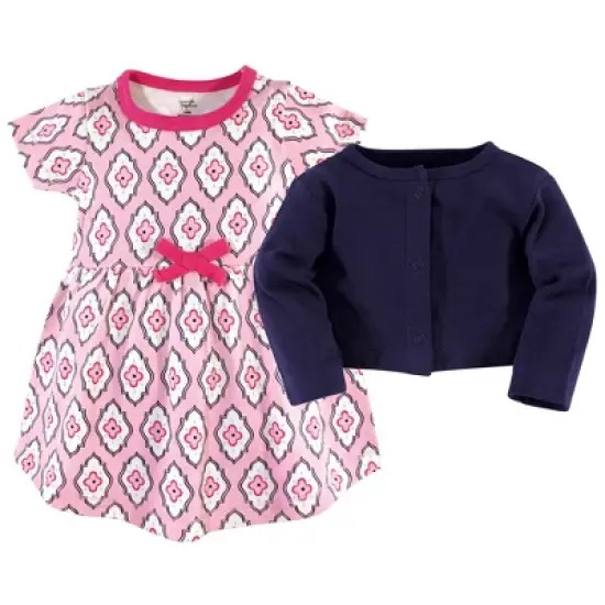 Touched by Nature Baby and Toddler Girl Organic Cotton Dress and Cardigan 2pc Set, Trellis image {1}