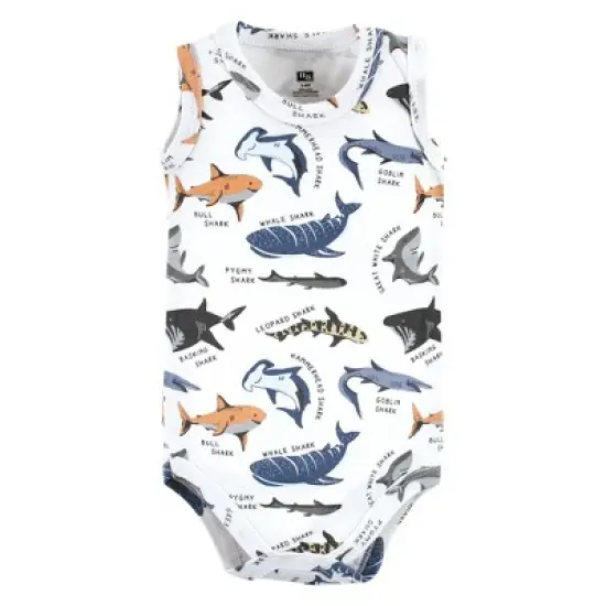 Hudson Baby Infant Boy Cotton Sleeveless Bodysuits, Boy Shark Types image {3}